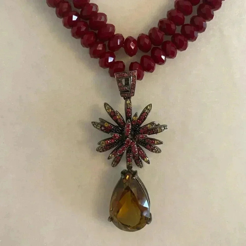 High End Short Beaded Double String Necklace - image 2